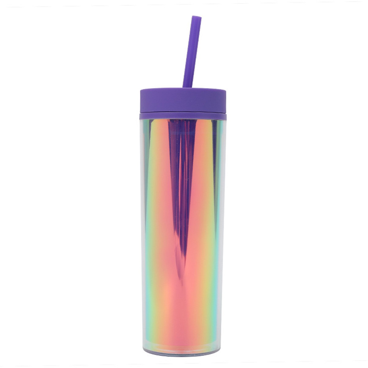 16oz Leakproof Double Layer Tumbler with Screw Lid and Straw