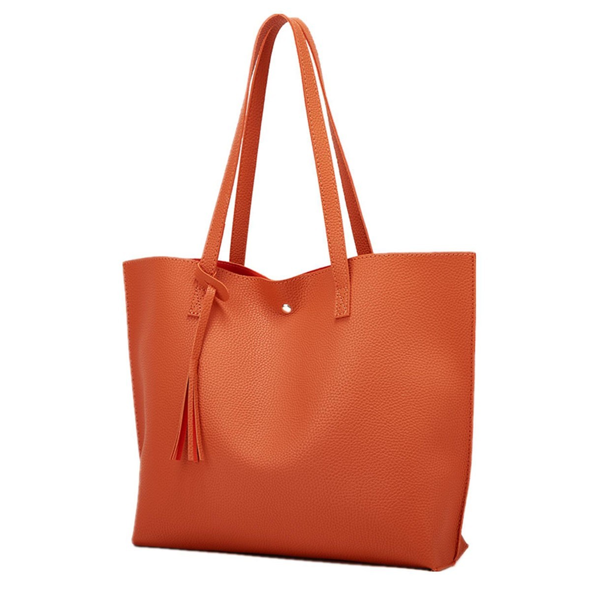 Soft Faux Leather Essential Tote Bag with Tassel