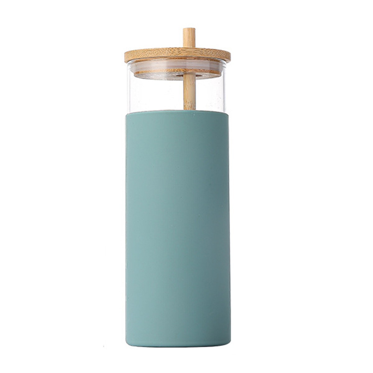 16oz Glass Tumbler with Bamboo Lid and Straw