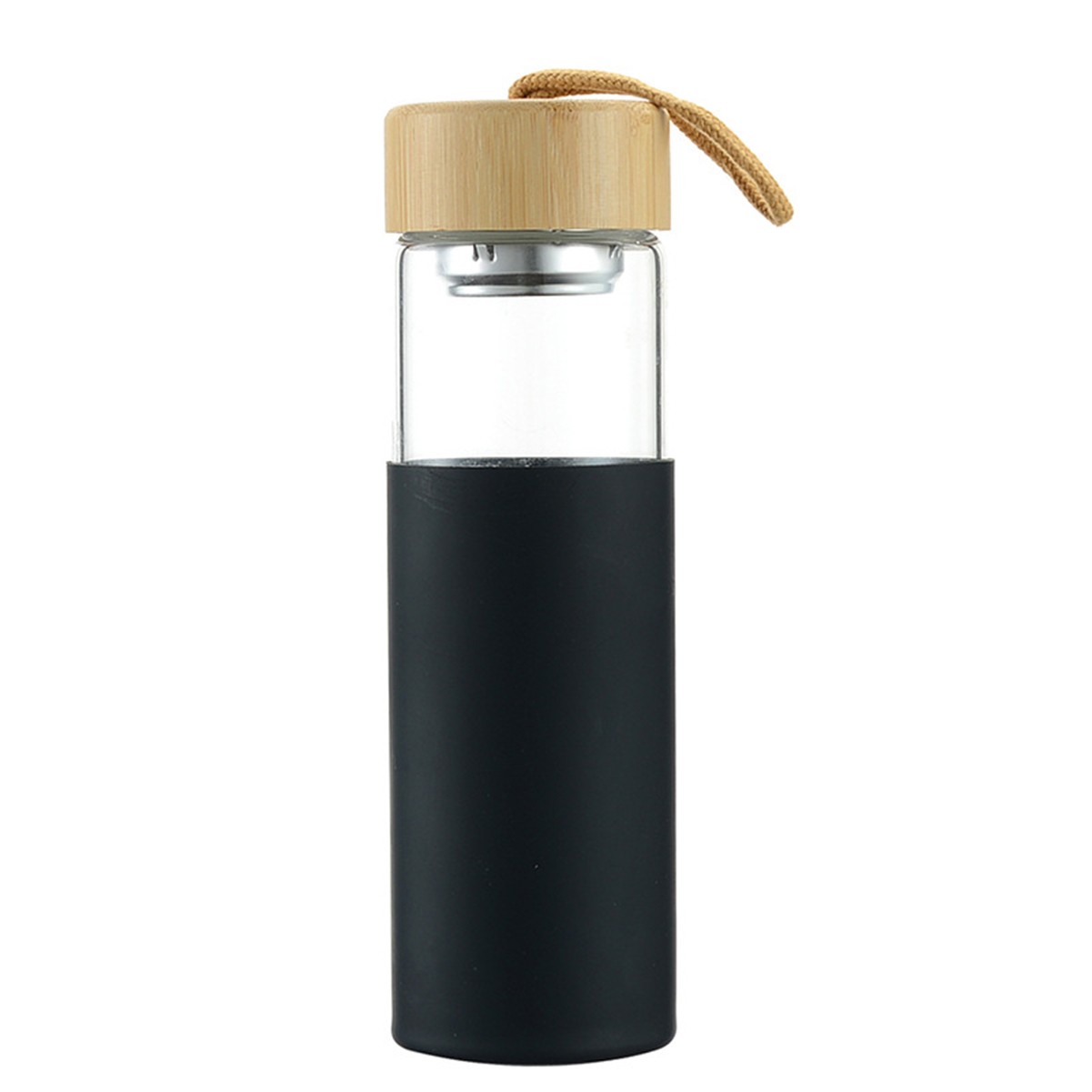 17oz Eco-friendly Glass Water Bottle with Leak-proof Bamboo Lid