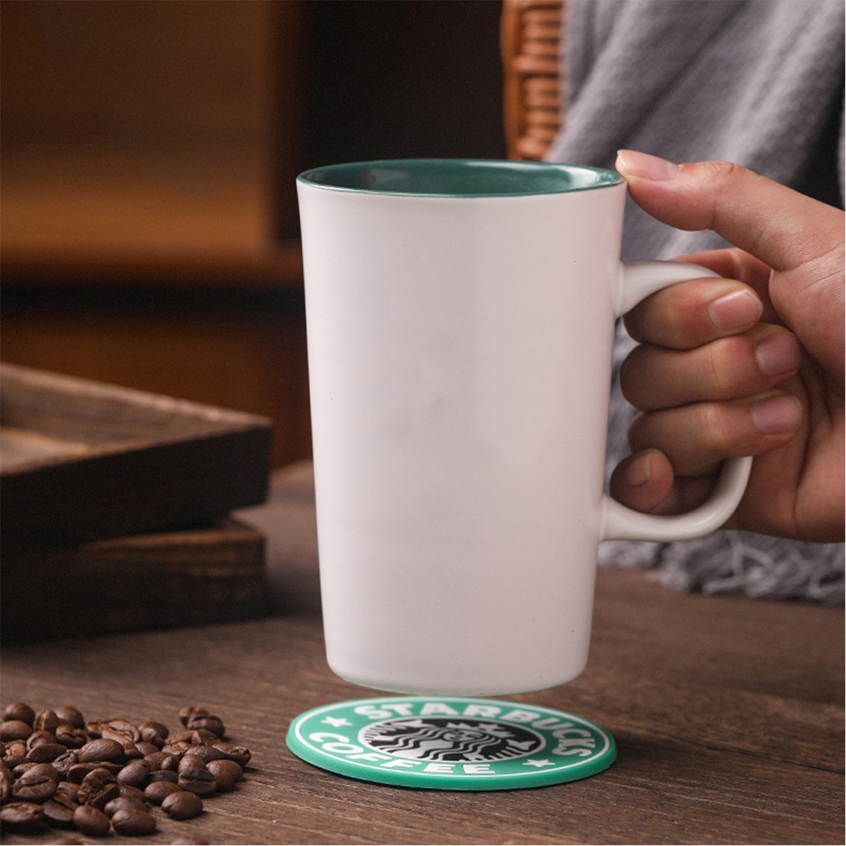 12oz Ceramic Mug with Lid and Spoon