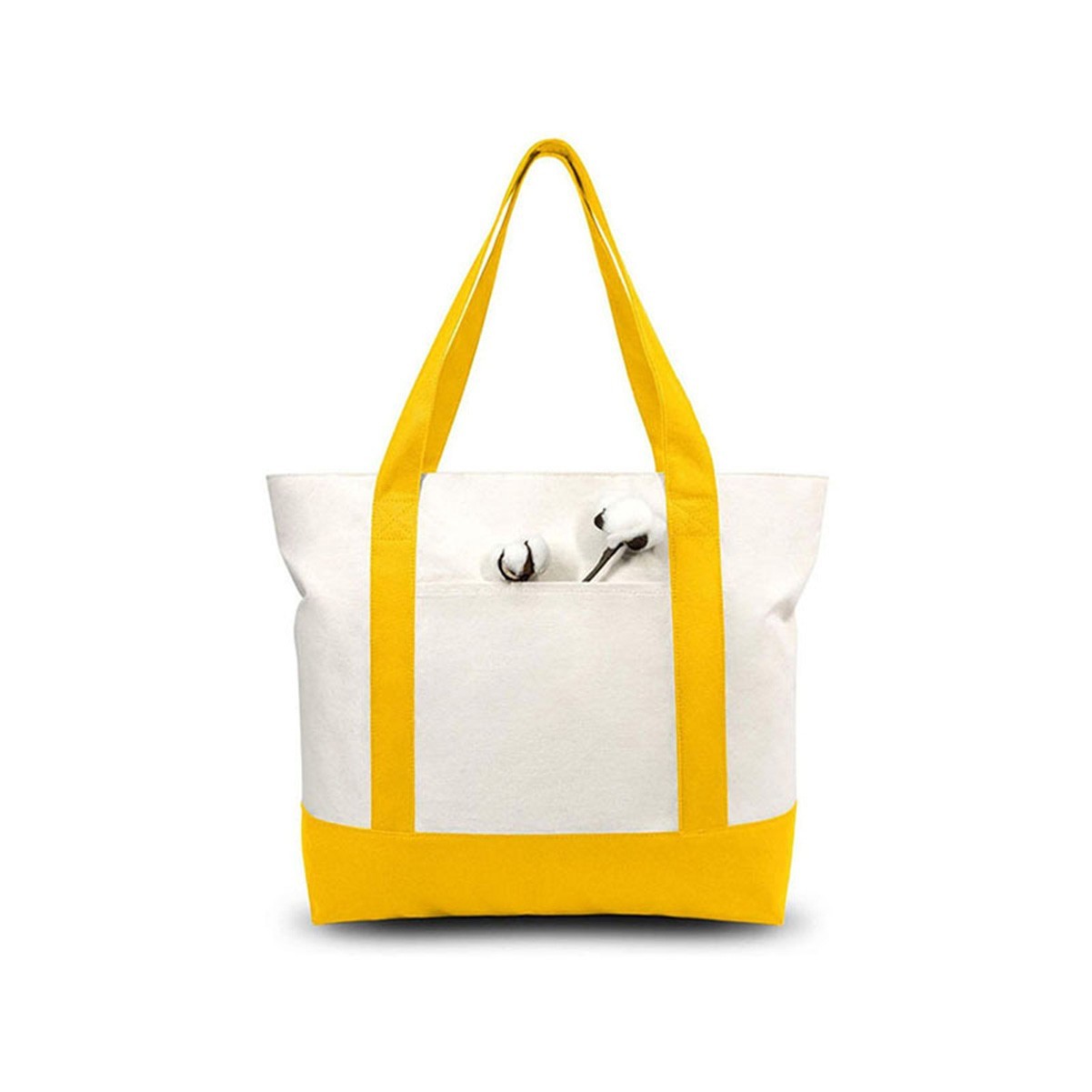 Zippered Canvas Tote Bag with Small Pocket