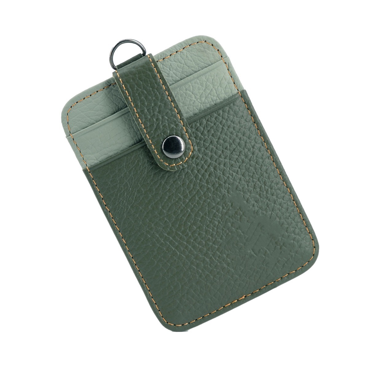 Leather ID Card Holder with Nylon Lanyard