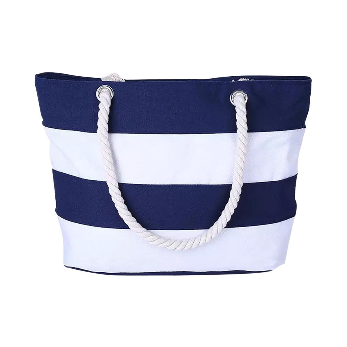 Nautical Striped Canvas Tote Bag