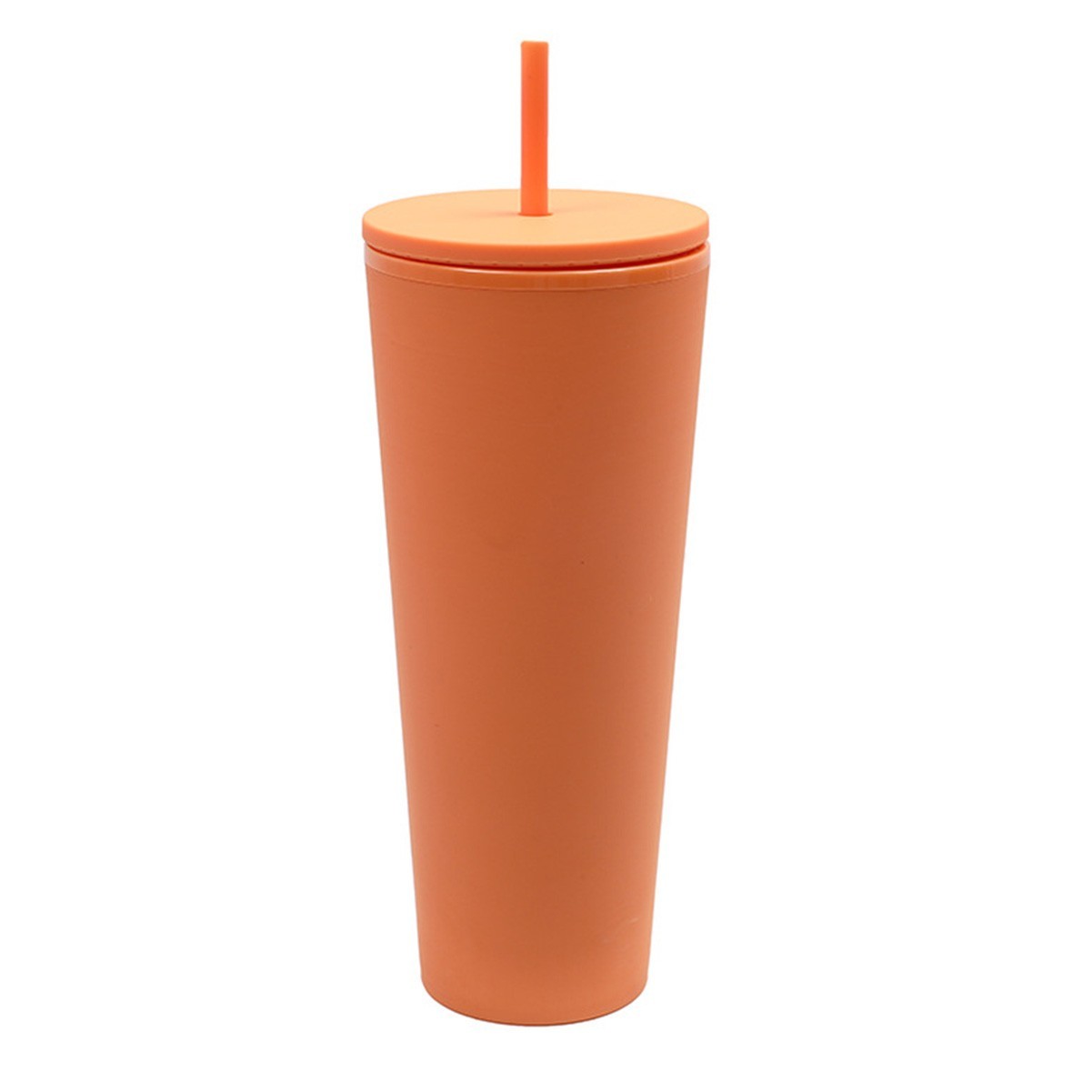 24 Oz Double Layer Insulated Tumbler with Flush Lids and Sturdier Straws