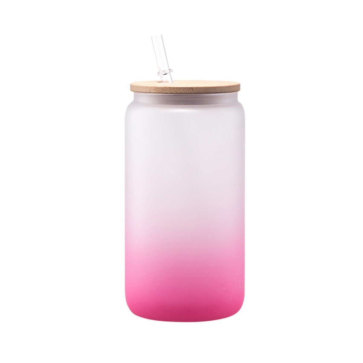 16oz Frosted Beer Can Inspired Glass Jar with Bamboo Lid