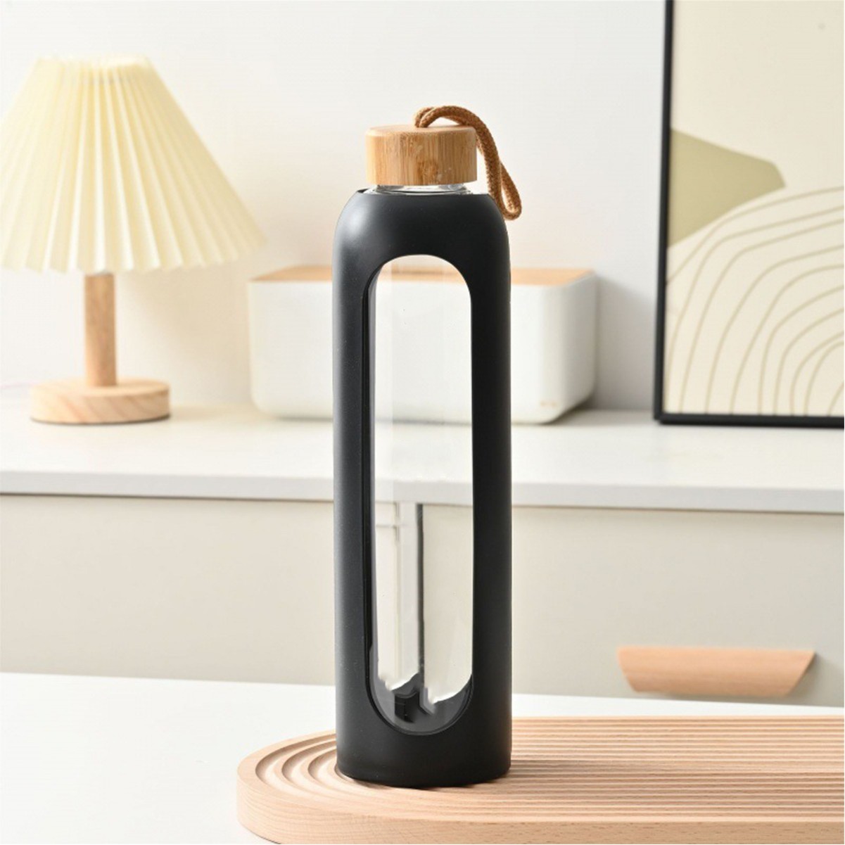 18oz Bamboo Lid Glass Water Bottle