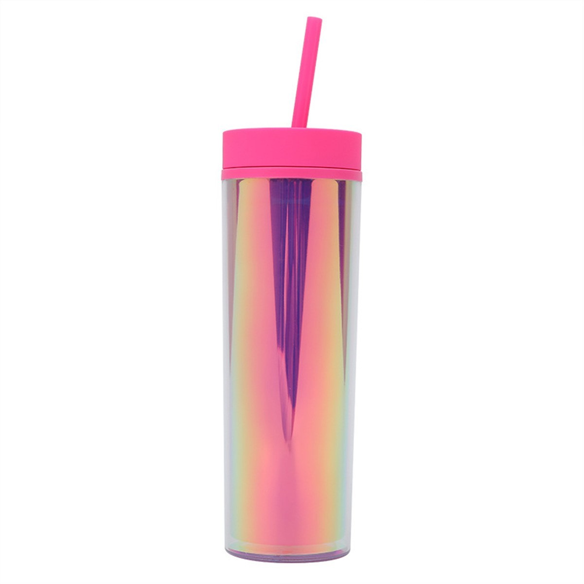 16oz Leakproof Double Layer Tumbler with Screw Lid and Straw