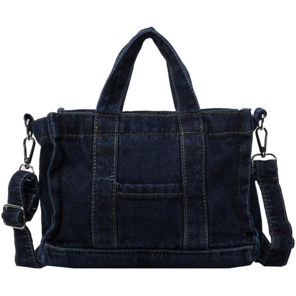 Retro Denim Tote Bag with Exterior Pocket