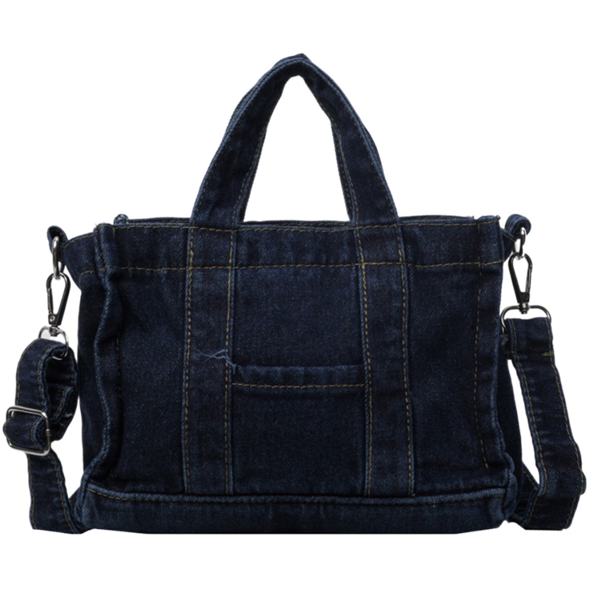 Retro Denim Tote Bag with Exterior Pocket