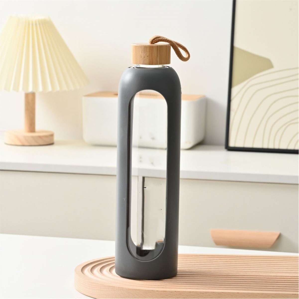 18oz Bamboo Lid Glass Water Bottle