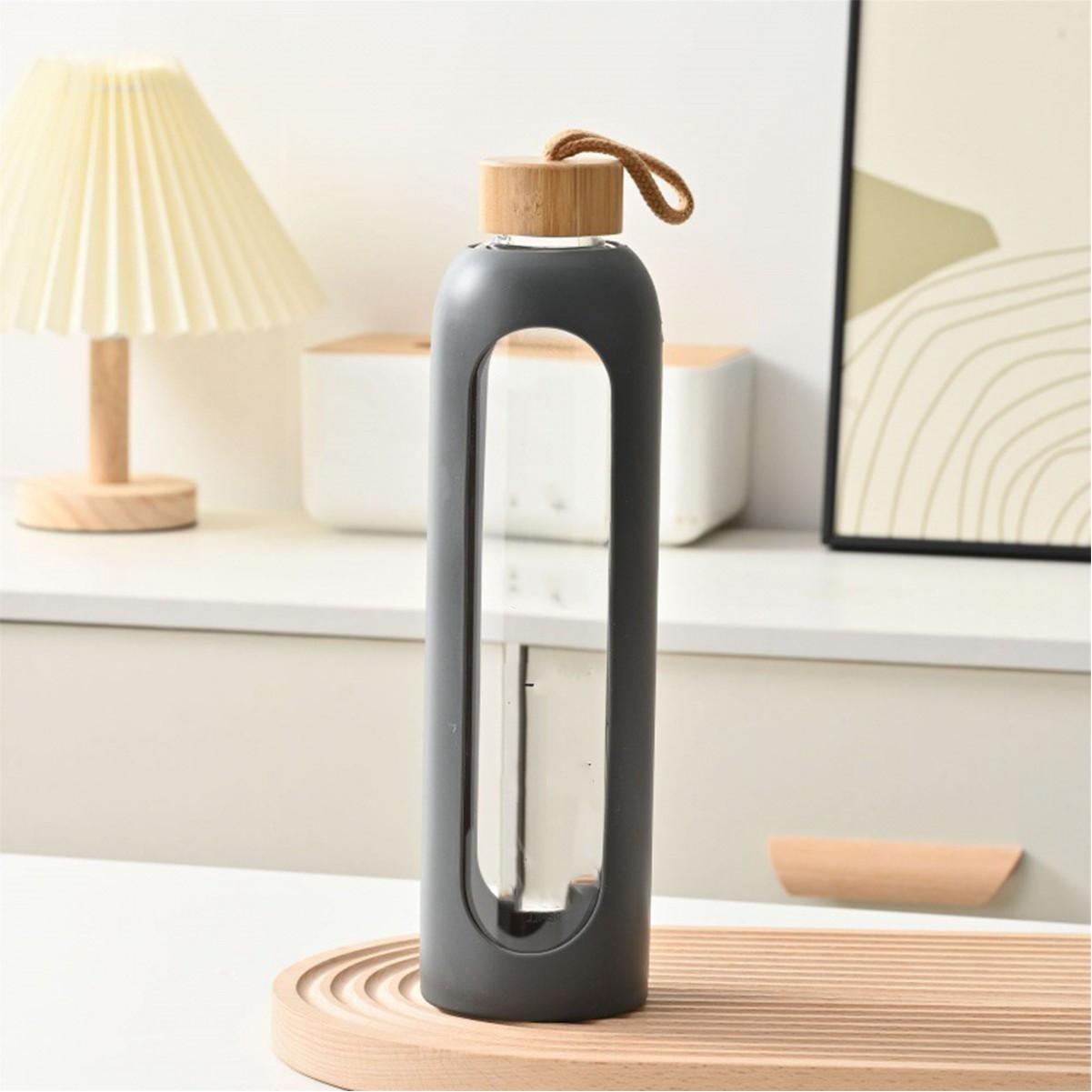 18oz Bamboo Lid Glass Water Bottle