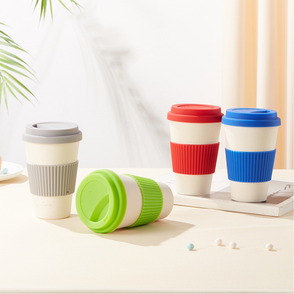 Eco-Friendly Bamboo Travel Cup with Drip-Proof Lid and Silicon Sleeve