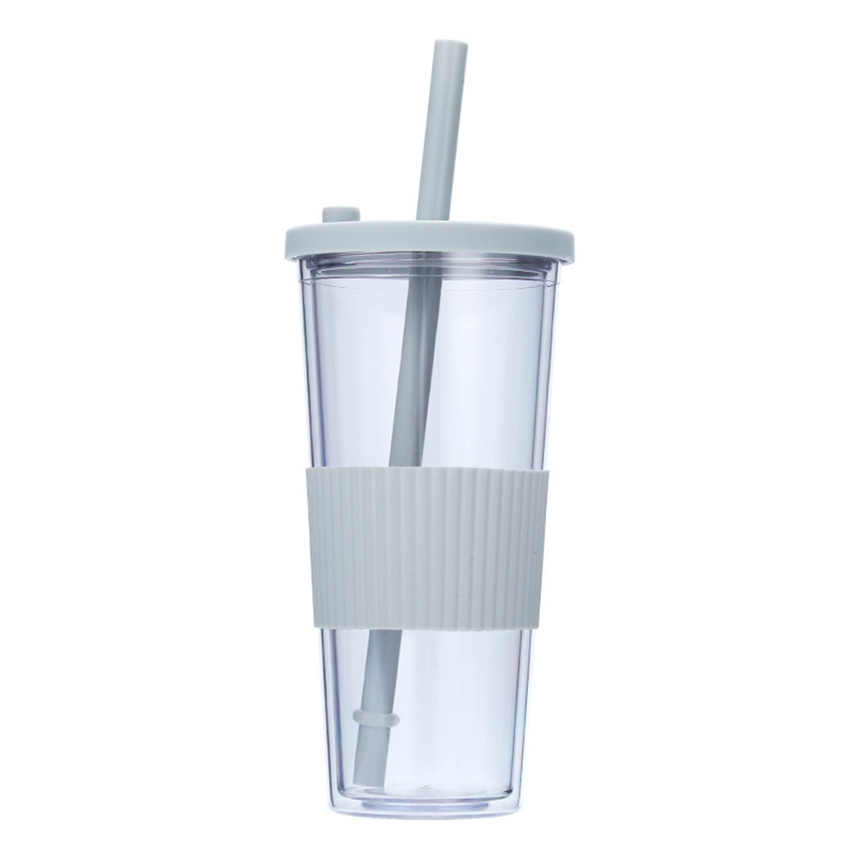 24oz Double Wall Insulated Plastic Tumbler with Silicone Sleeve and Straw