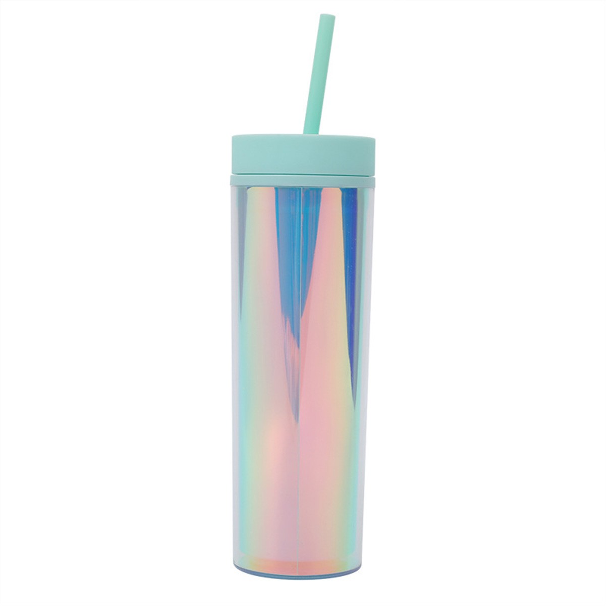 16oz Leakproof Double Layer Tumbler with Screw Lid and Straw