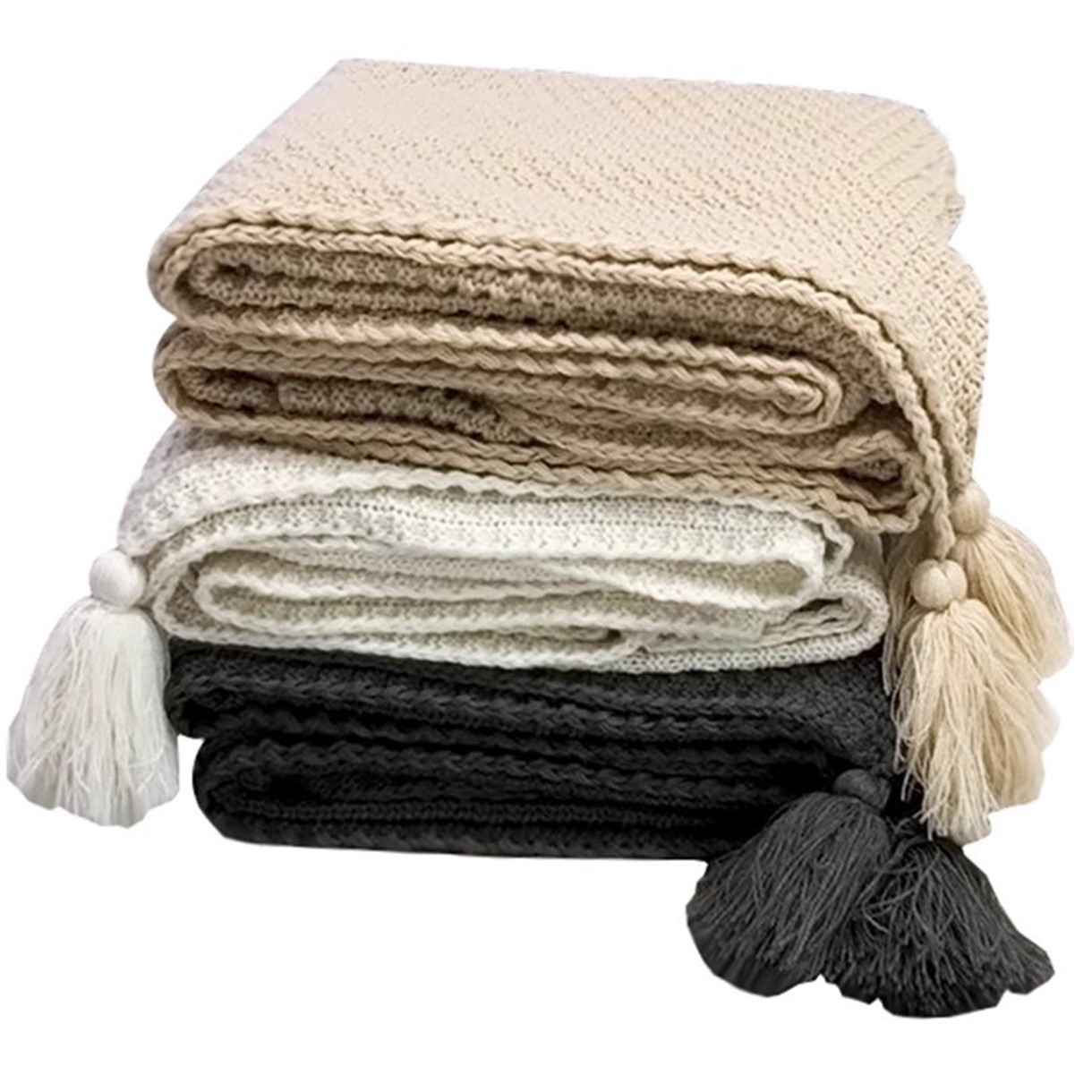 Cozy Knit Tassel Throw Blanket