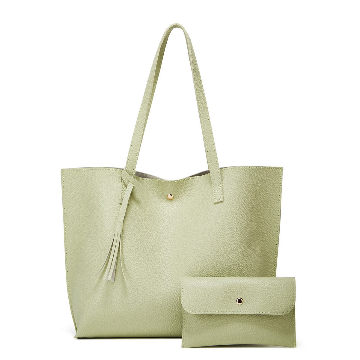 Soft Faux Leather Essential Tote Bag with Tassel