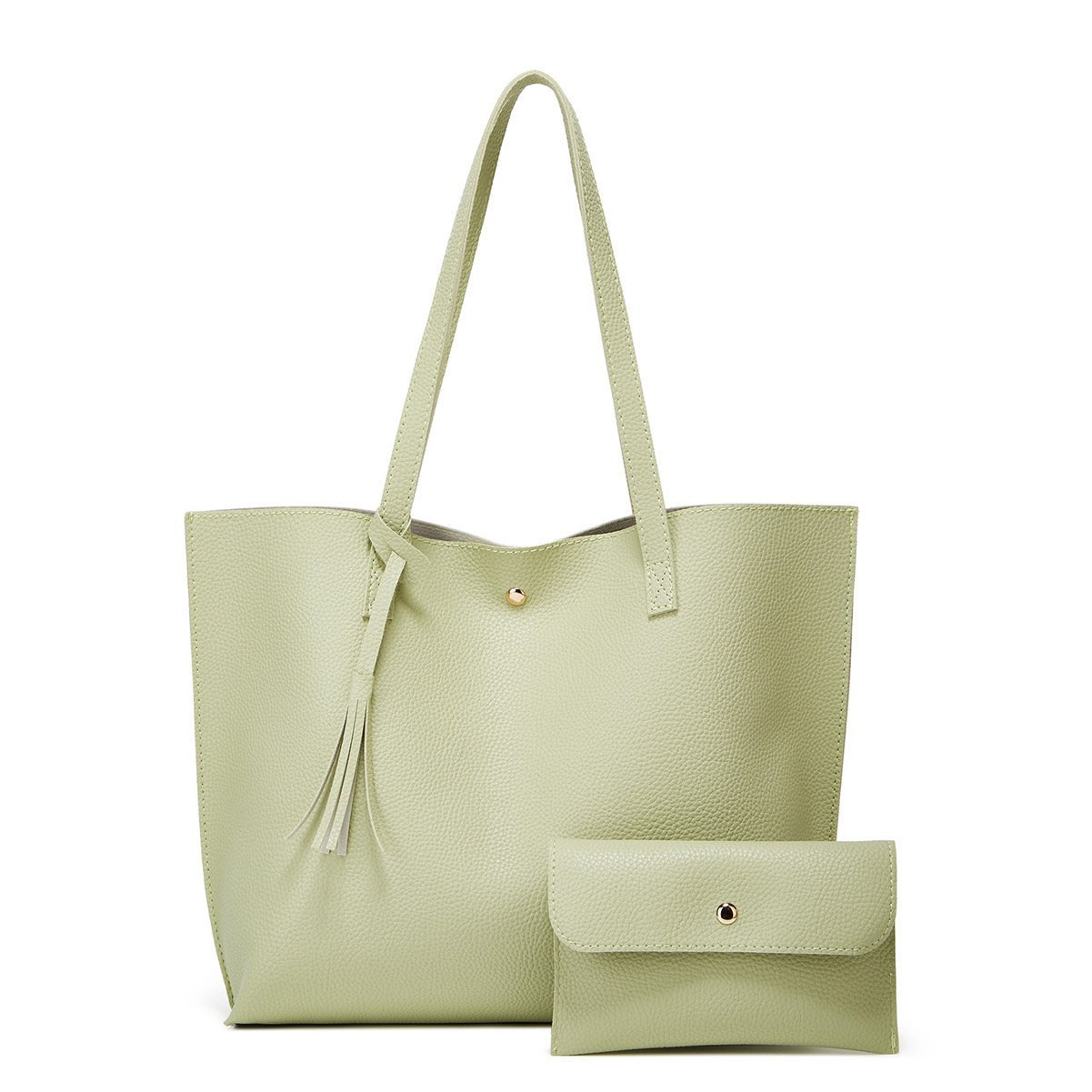 Soft Faux Leather Essential Tote Bag with Tassel