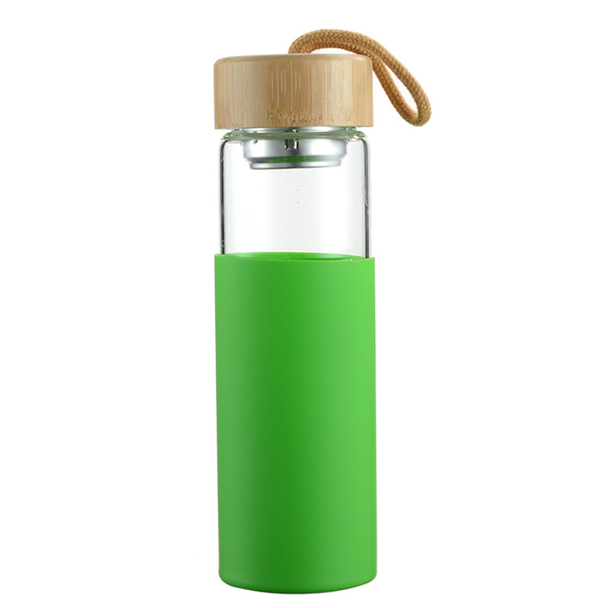 17oz Eco-friendly Glass Water Bottle with Leak-proof Bamboo Lid