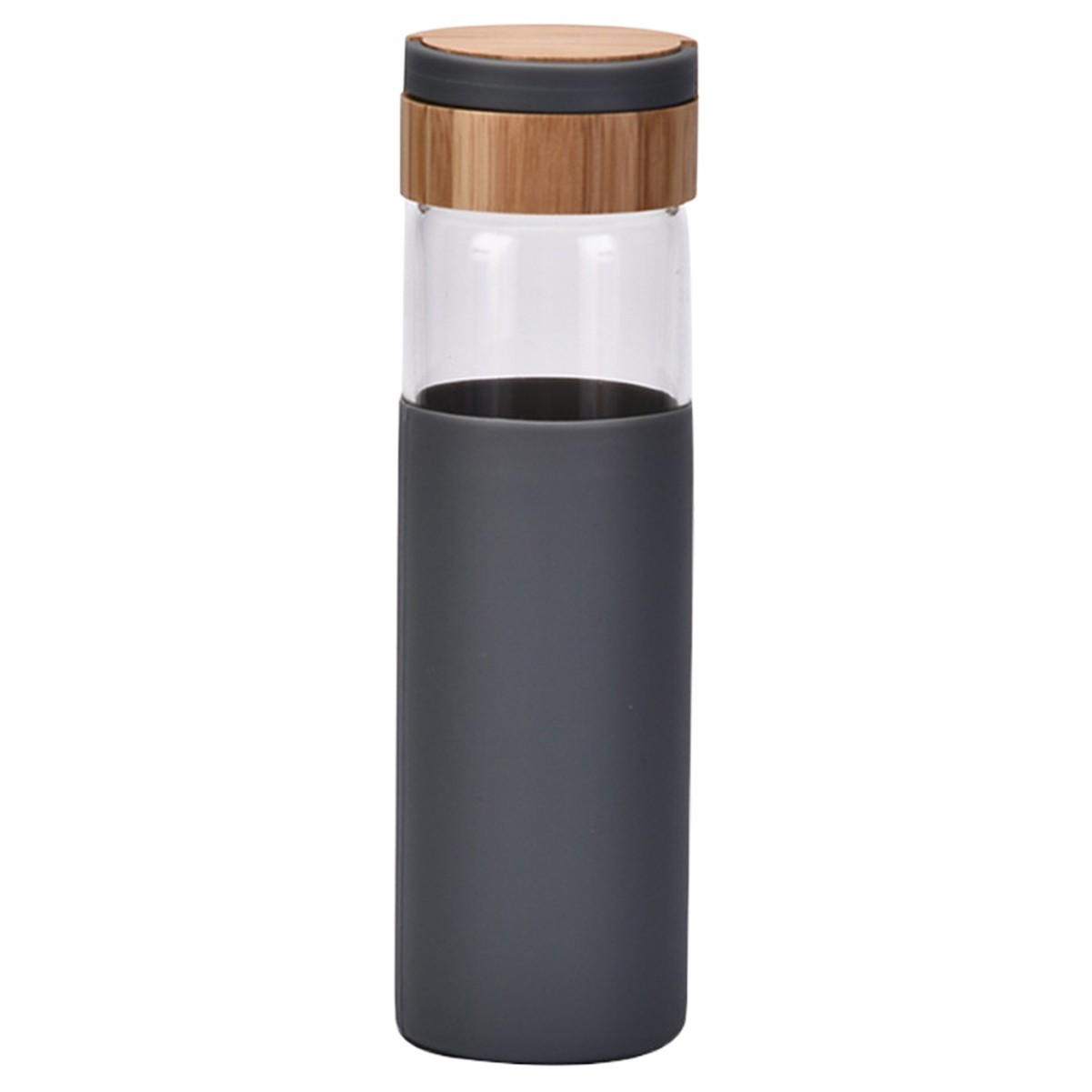 17oz Bamboo Lid Glass Water Bottle with Leak-Proof Silicone Seal