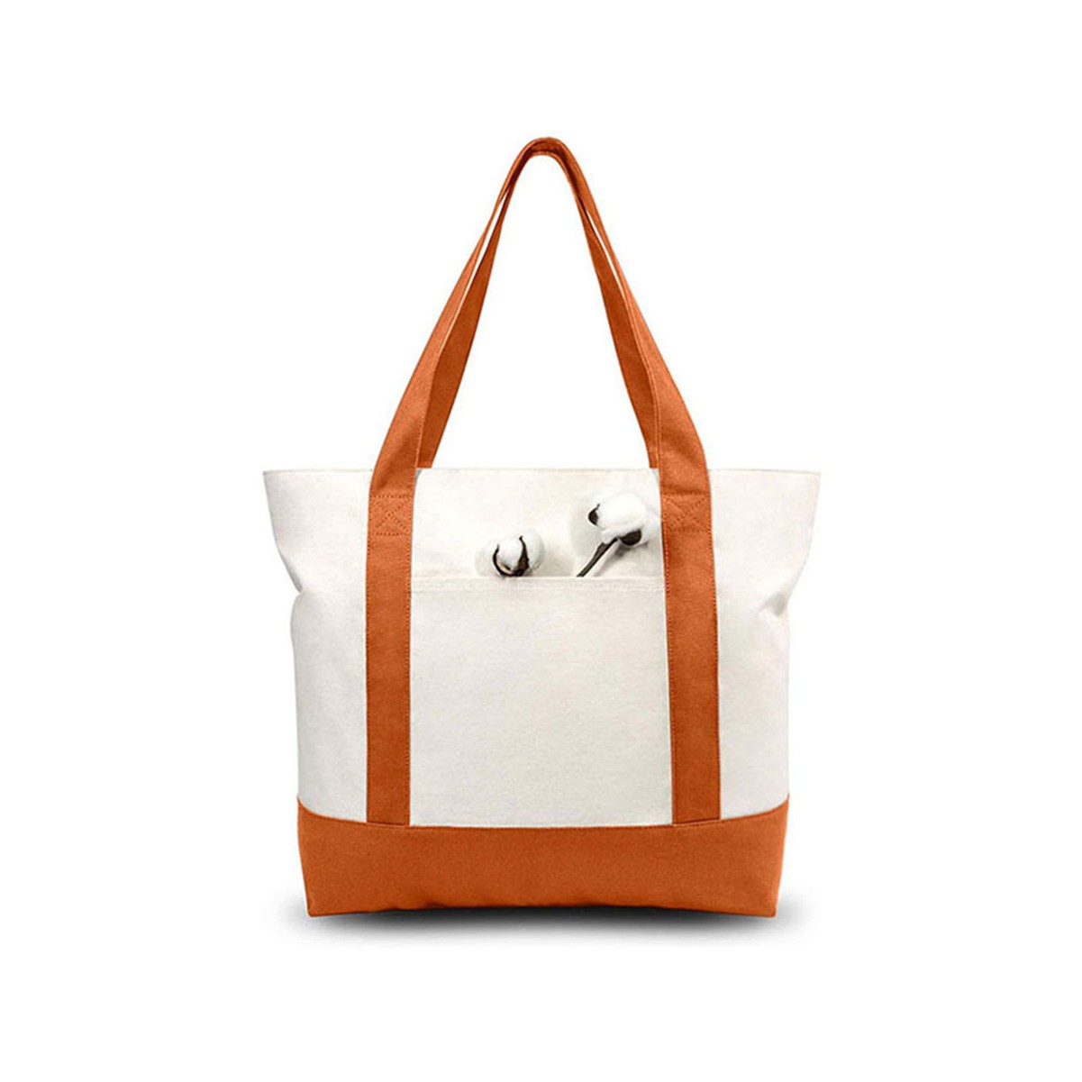 Zippered Canvas Tote Bag with Small Pocket