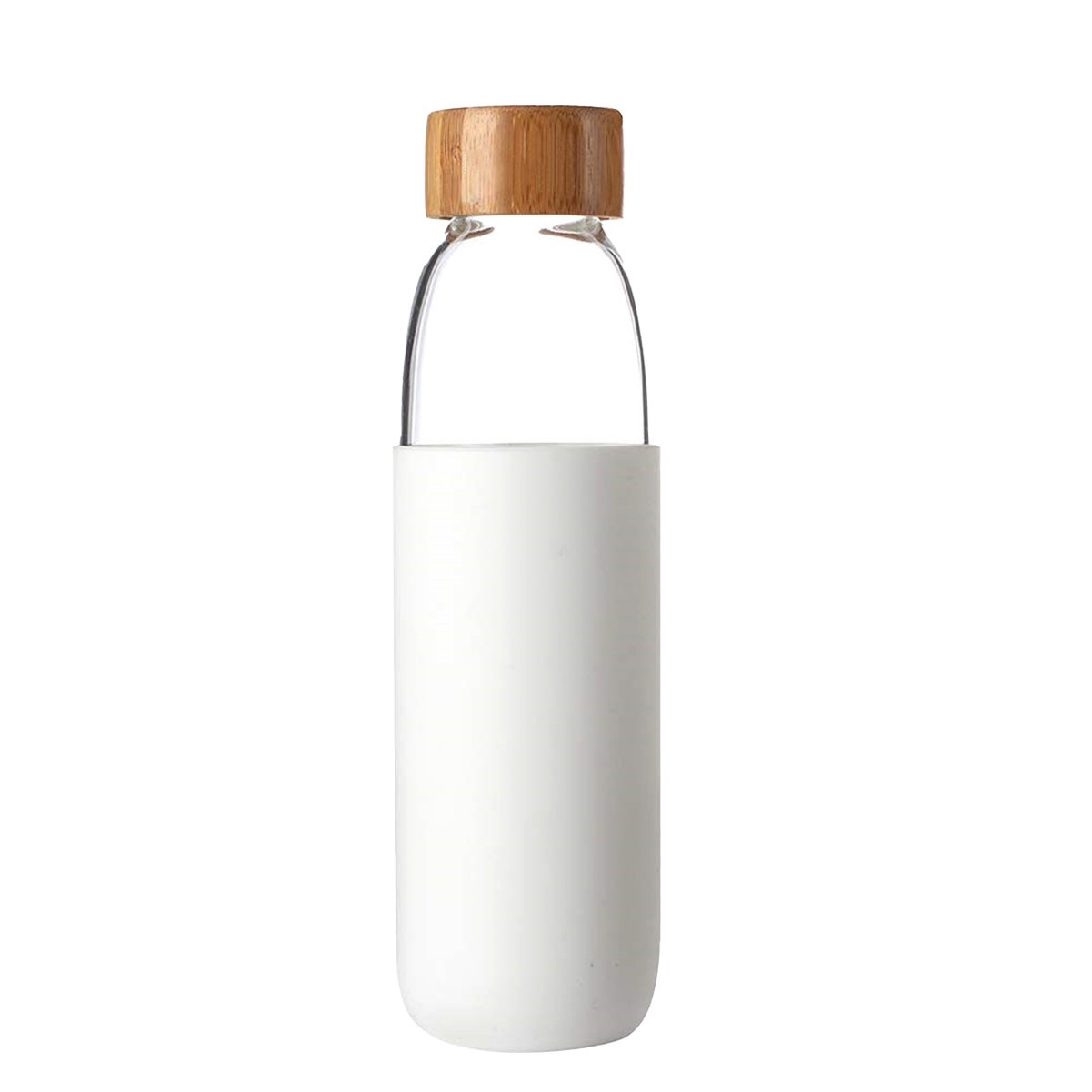 18oz Borosilicate Glass Water Bottle with Bamboo Lid and Silicone Sleeve