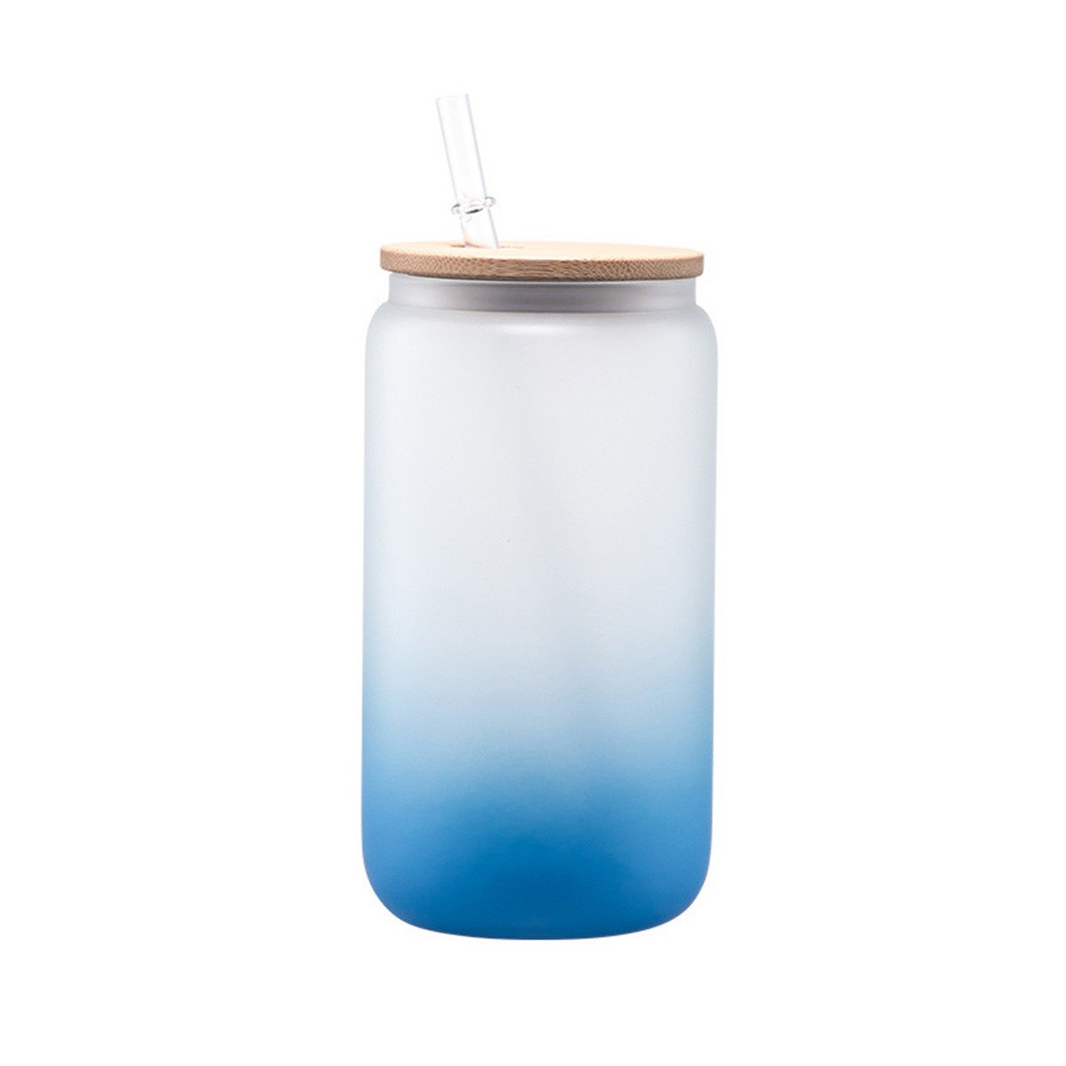 16oz Frosted Beer Can Inspired Glass Jar with Bamboo Lid