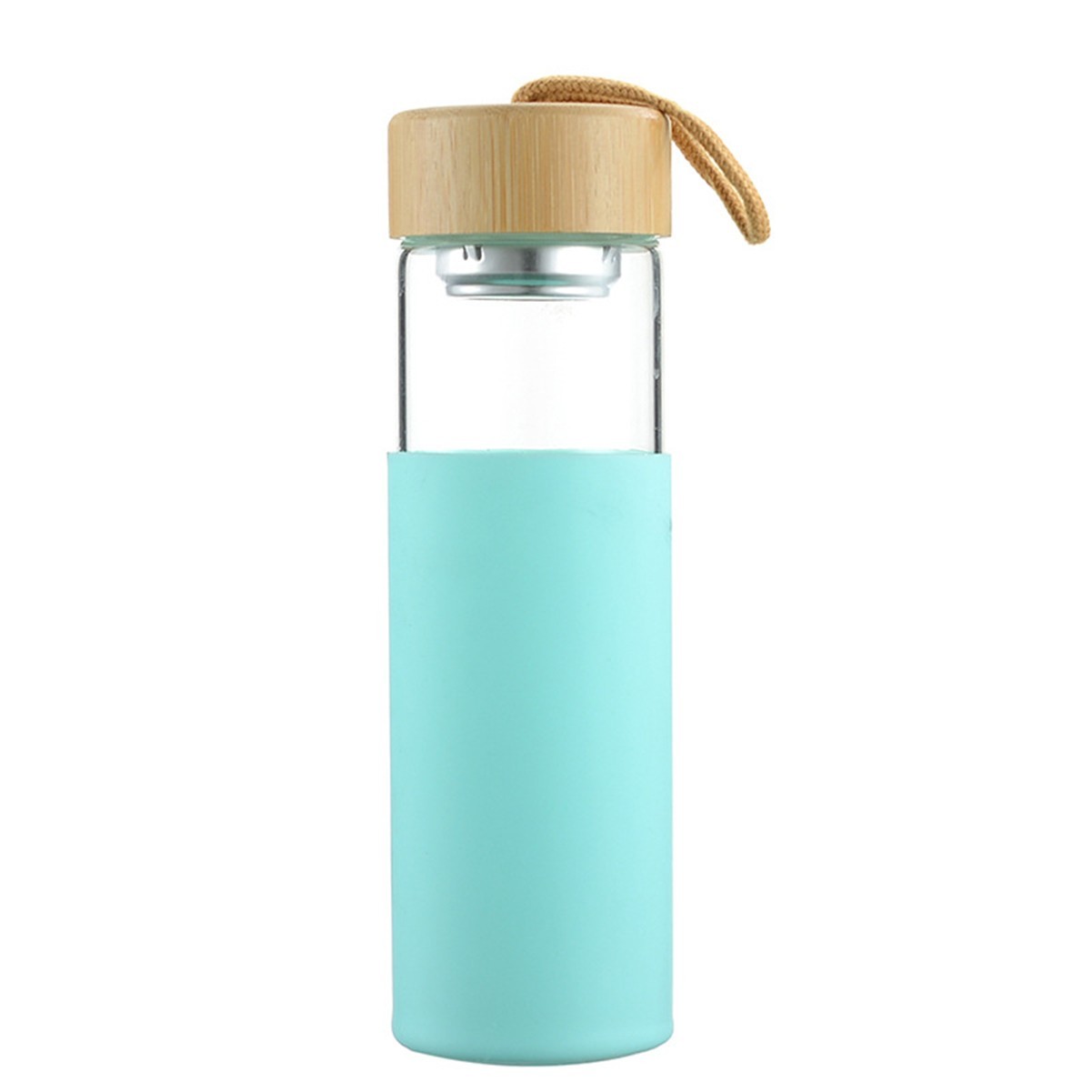 17oz Eco-friendly Glass Water Bottle with Leak-proof Bamboo Lid