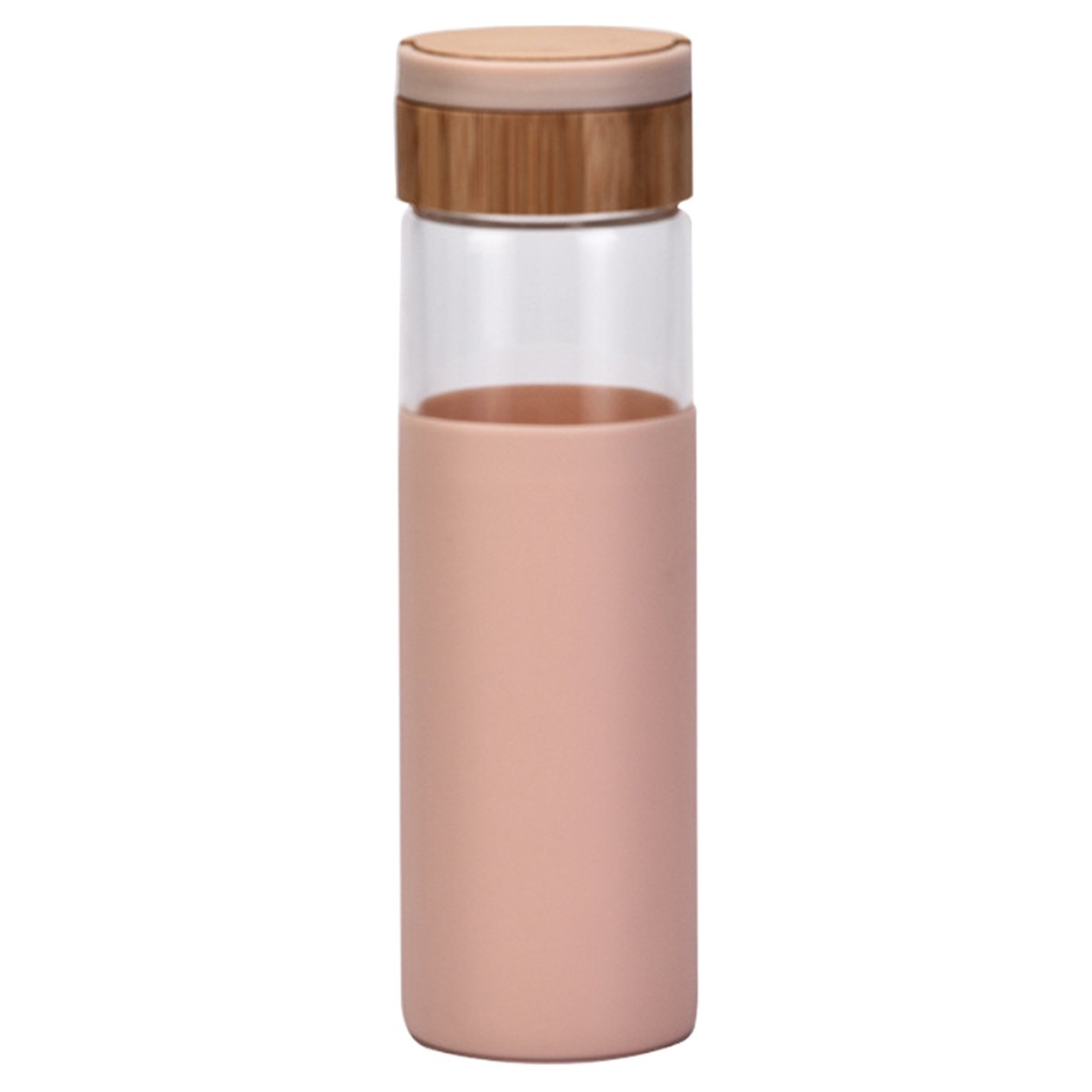 17oz Bamboo Lid Glass Water Bottle with Leak-Proof Silicone Seal