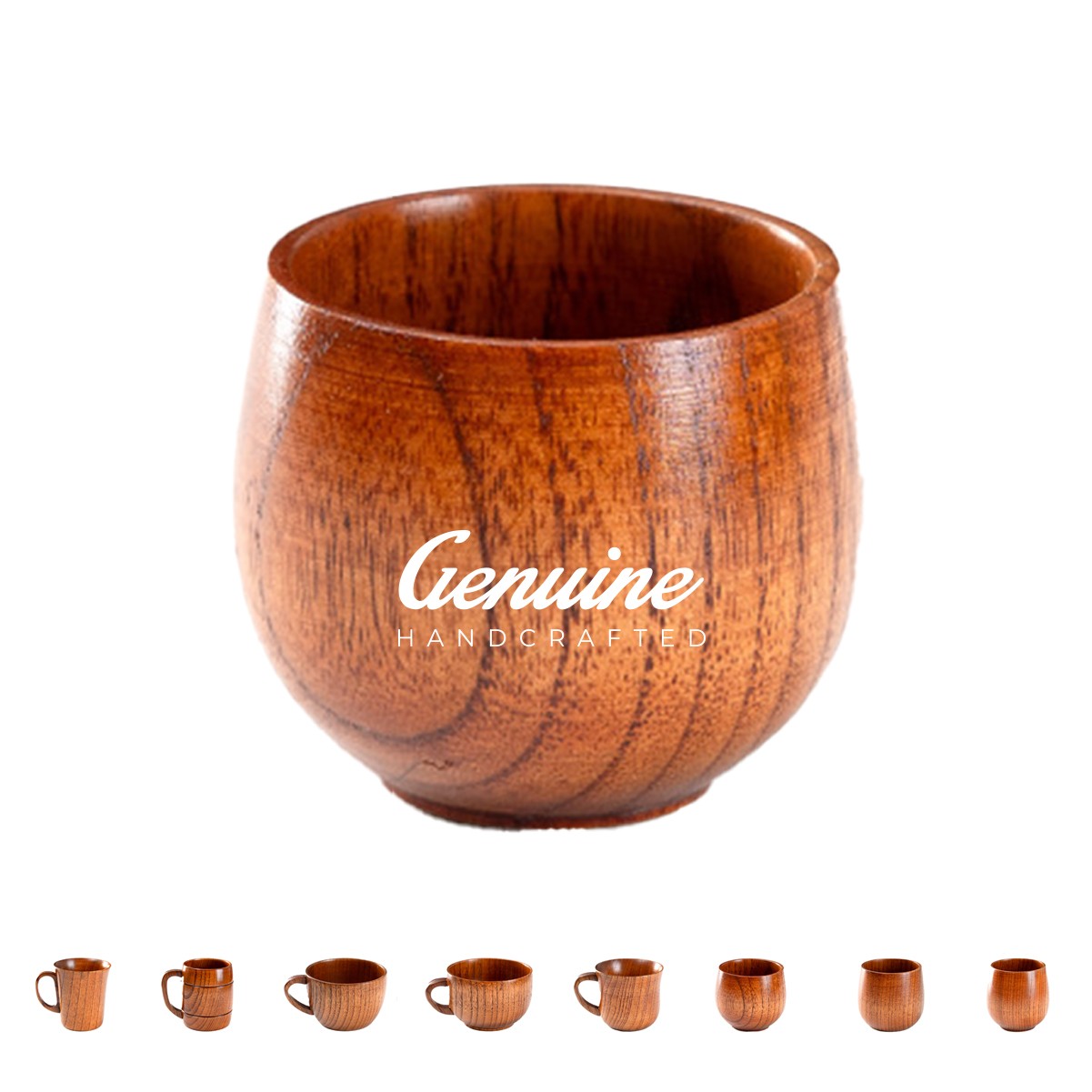 12oz Natural Texture Cappuccino Wooden Mug