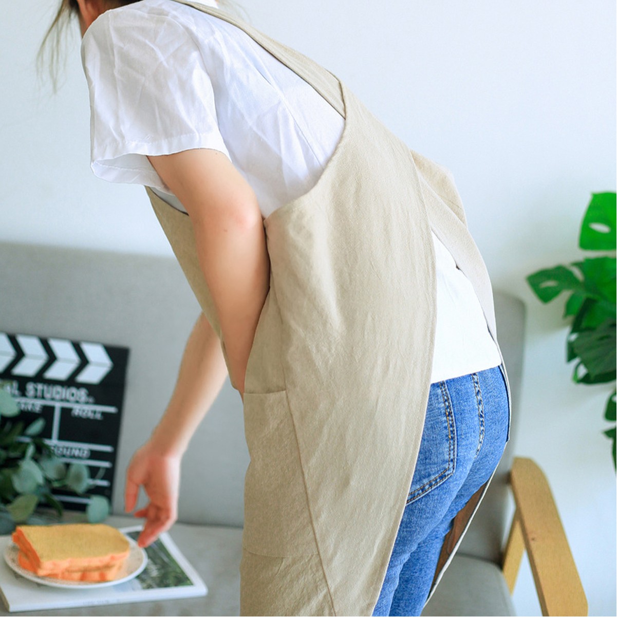 Organic Cotton Linen Cross-Back Apron