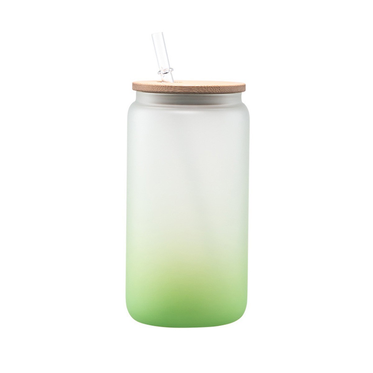 16oz Frosted Beer Can Inspired Glass Jar with Bamboo Lid