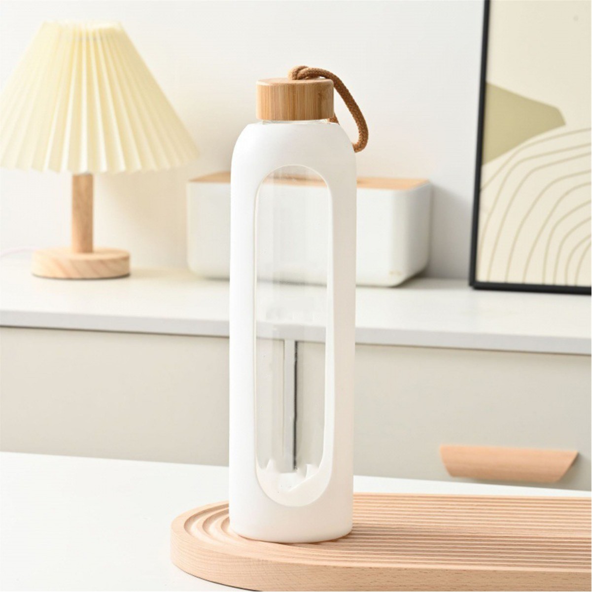 18oz Bamboo Lid Glass Water Bottle