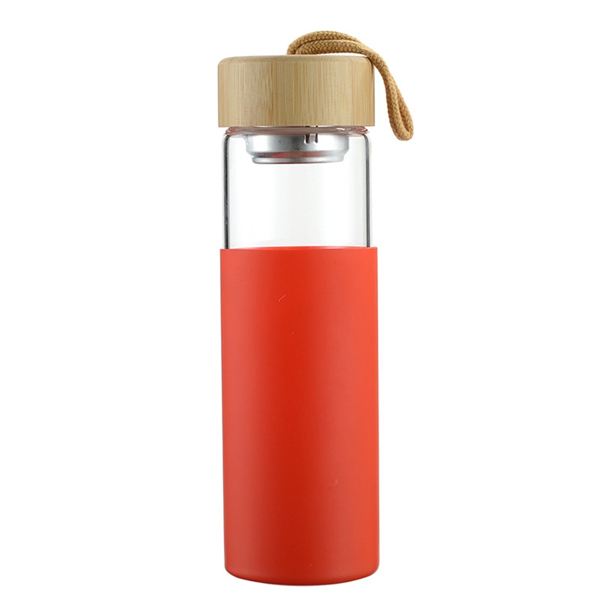 17oz Eco-friendly Glass Water Bottle with Leak-proof Bamboo Lid