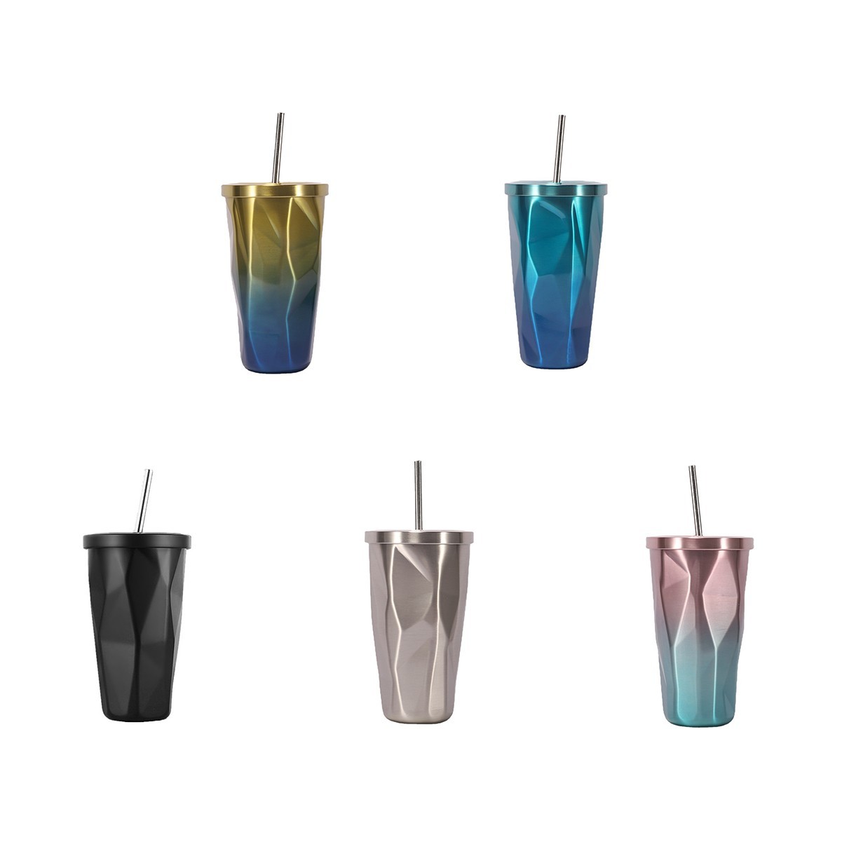 16oz Stainless Steel Vacuum Insulated Tumbler with Lid and Straw