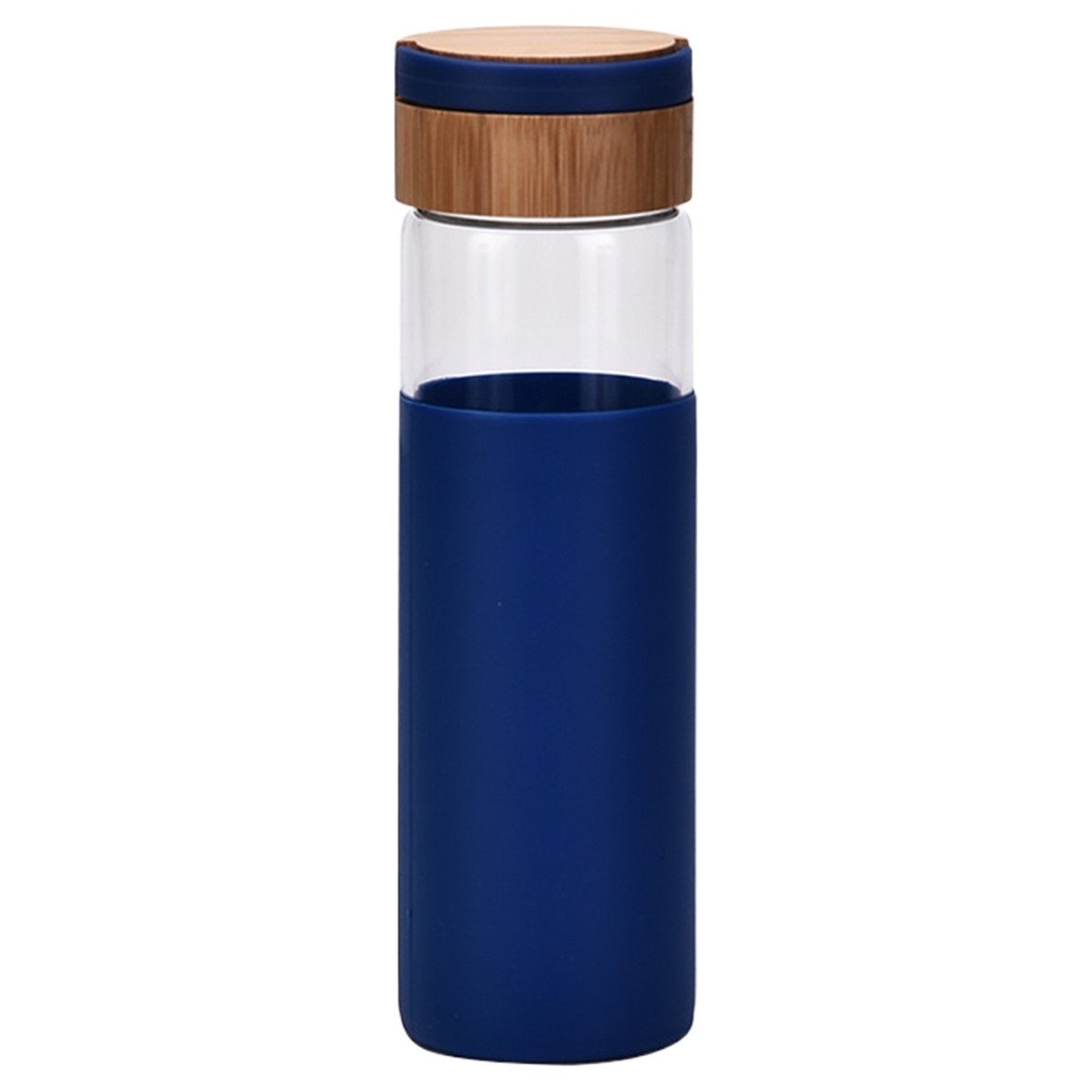 17oz Bamboo Lid Glass Water Bottle with Leak-Proof Silicone Seal