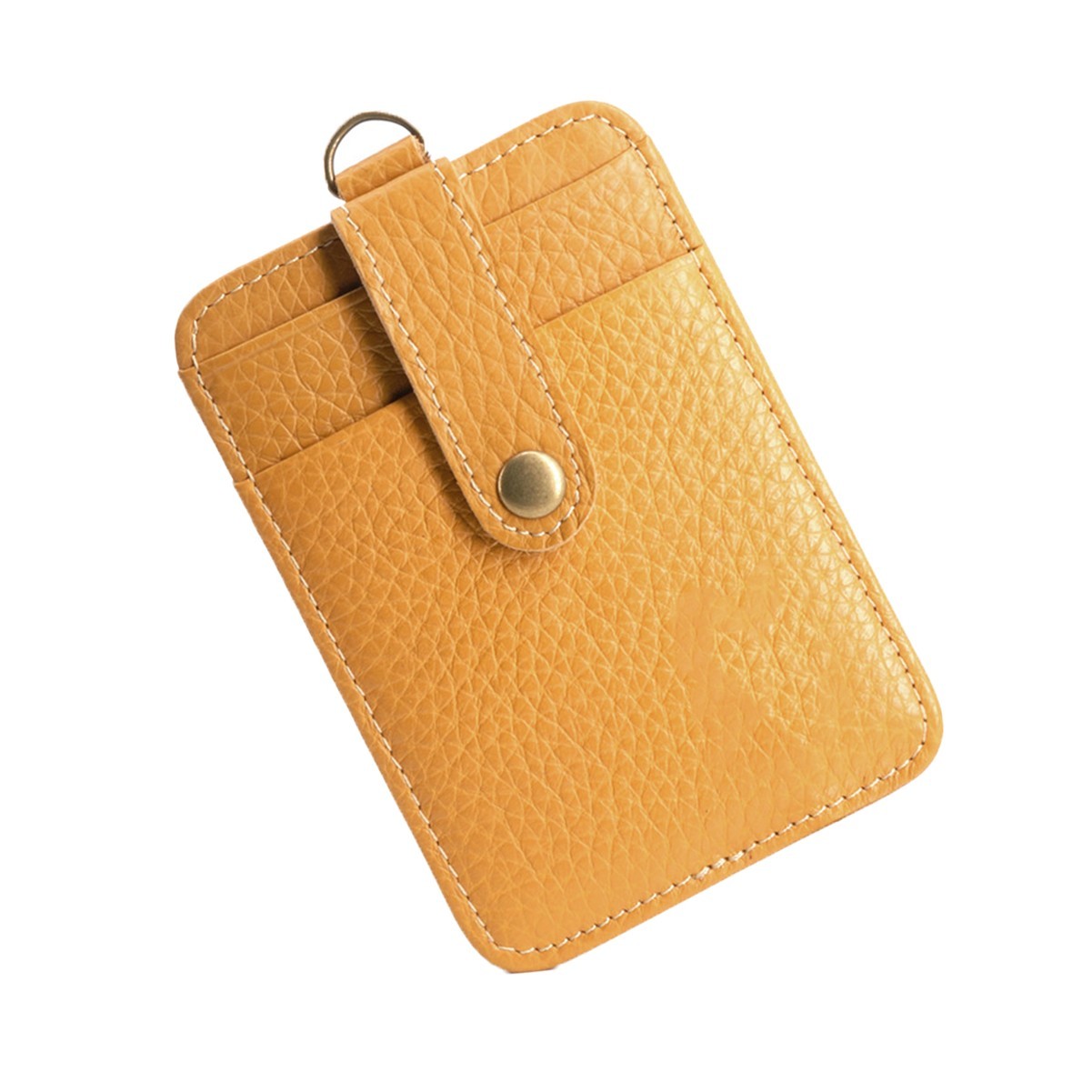 Leather ID Card Holder with Nylon Lanyard