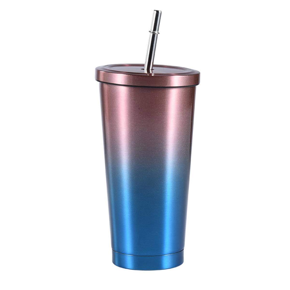 17.5oz Stainless Steel Double-Walled Tumbler with Lid and Straw