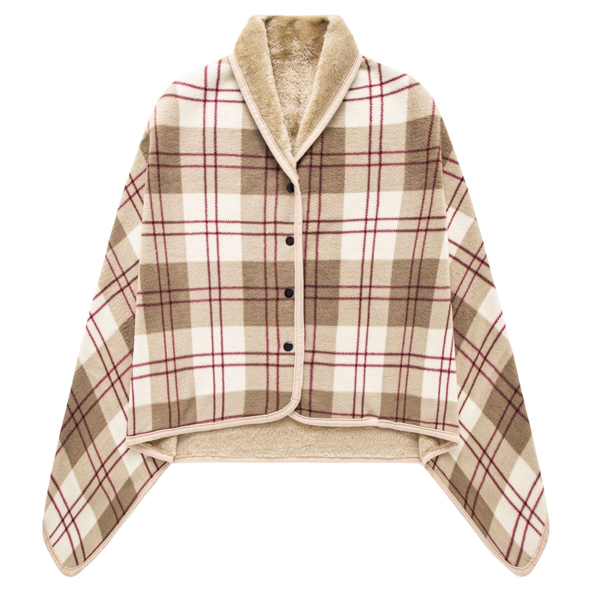 Flannel & Polyester Poncho Wrap Poncho