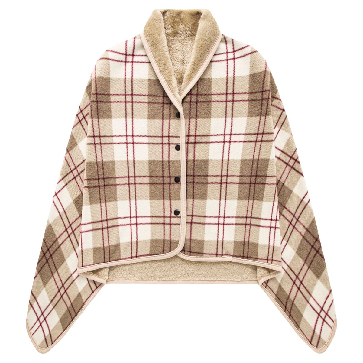 Flannel & Polyester Poncho Wrap Poncho