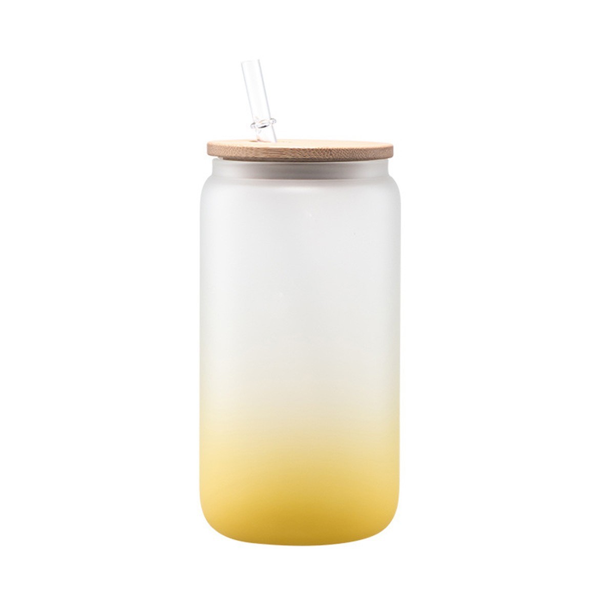 16oz Frosted Beer Can Inspired Glass Jar with Bamboo Lid