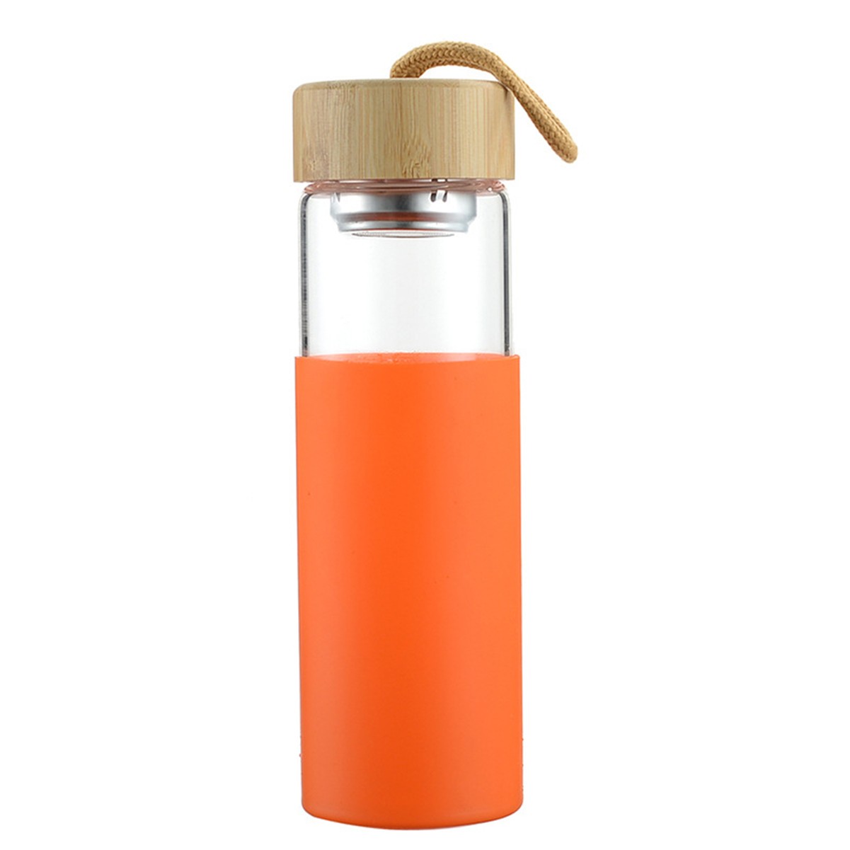 17oz Eco-friendly Glass Water Bottle with Leak-proof Bamboo Lid