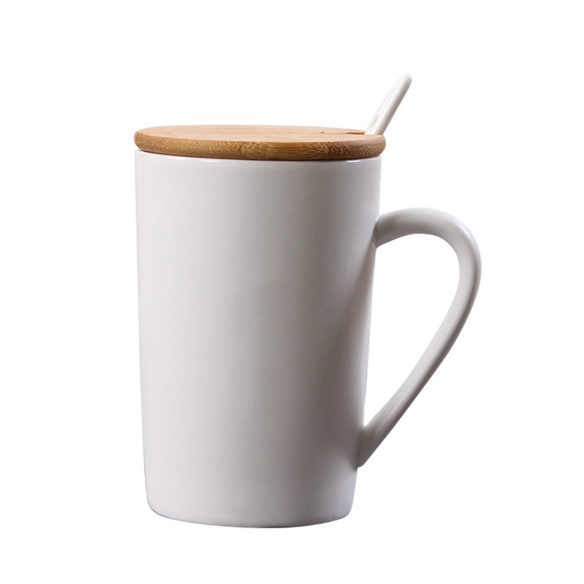 13.5oz Glazed Ceramic Mug Set with Lid and Spoon