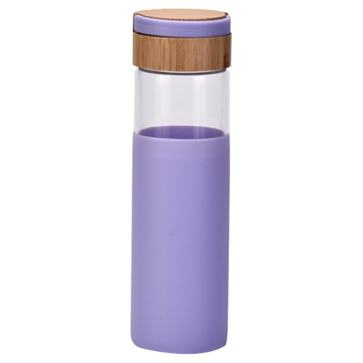 17oz Bamboo Lid Glass Water Bottle with Leak-Proof Silicone Seal