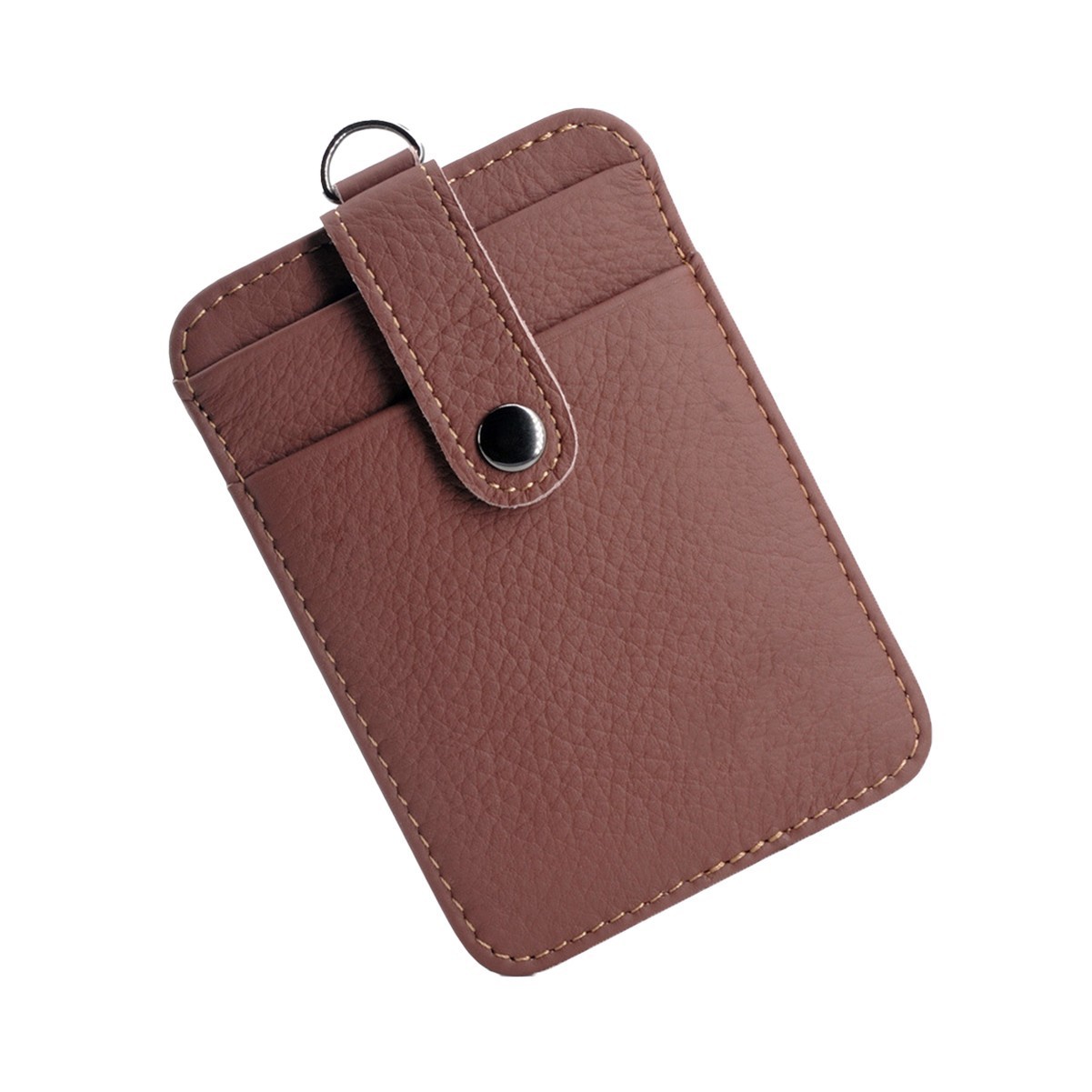 Leather ID Card Holder with Nylon Lanyard