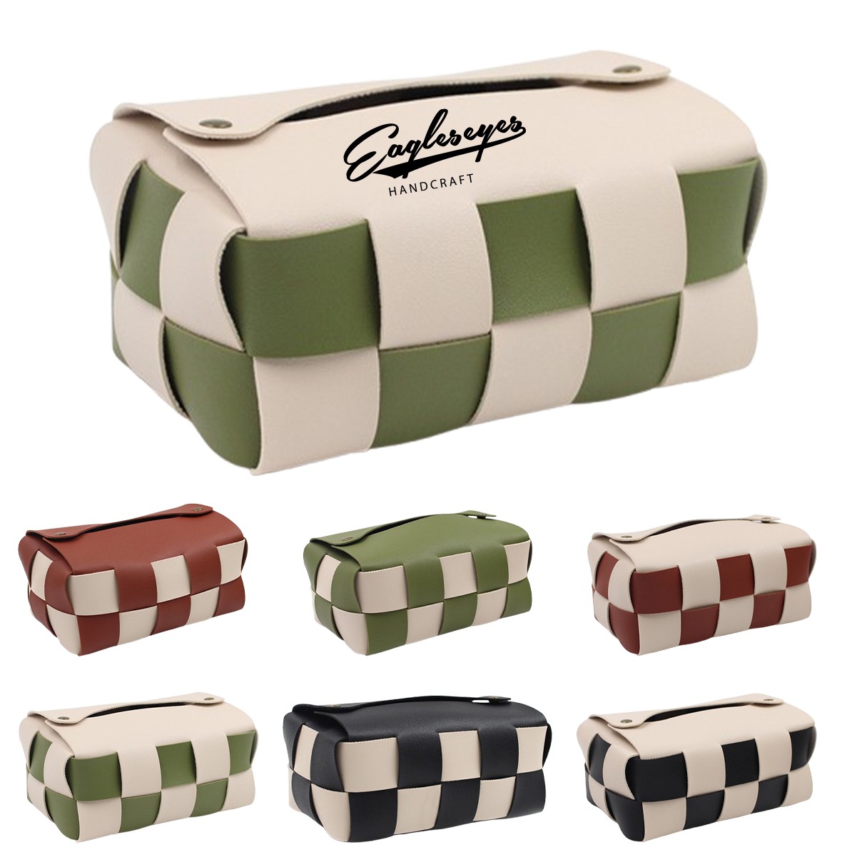 Woven PU Leather Tissue Bag
