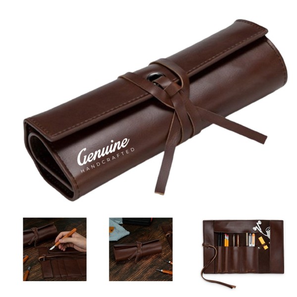 Leather Roll Up Pencil Bag