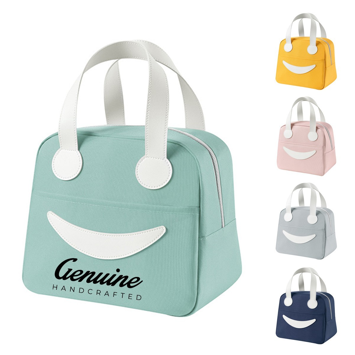 Smiley Face Oxford Cloth Insulated Tote Bag