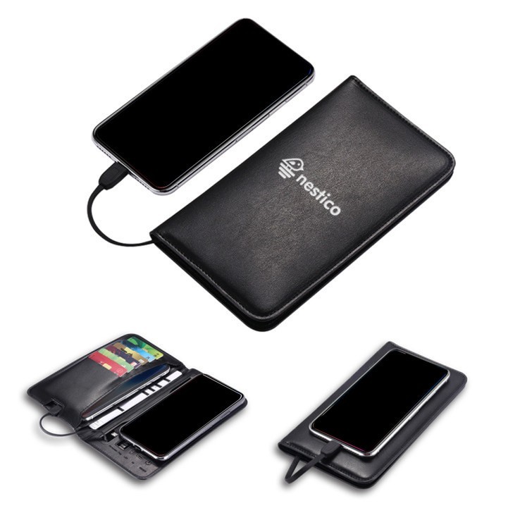 PU Leather Wallet Wireless with Power Bank