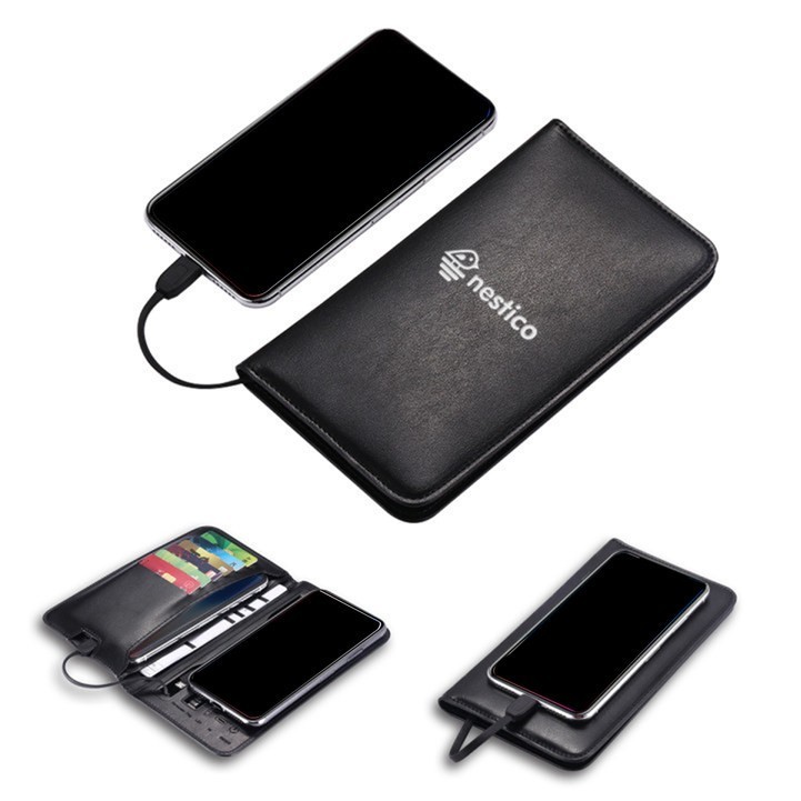 PU Leather Wallet Wireless with Power Bank